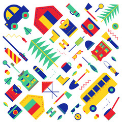 Hiking pattern flat illustration seamless design