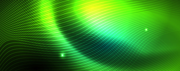 Shiny neon vector wave line abstract background, motion concept