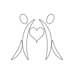 man holds many hearts icon. Element of valentine's day, wedding for mobile concept and web apps icon. Outline, thin line icon for website design and development, app development
