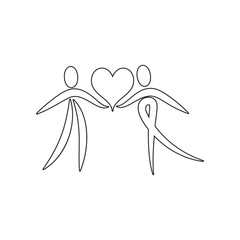 a couple with a broken heart icon. Element of valentine's day, wedding for mobile concept and web apps icon. Outline, thin line icon for website design and development, app