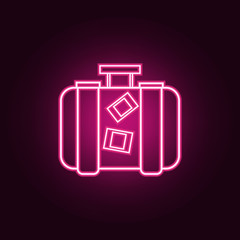 luggage neon icon. Elements of turizm set. Simple icon for websites, web design, mobile app, info graphics