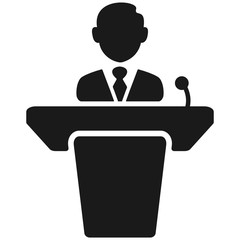 Conference lecture flat vector icon