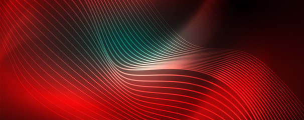 Shiny neon vector wave line abstract background, motion concept