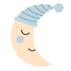 Moon flat illustration on white