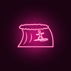 surfer on the wave neon icon. Elements of turizm set. Simple icon for websites, web design, mobile app, info graphics