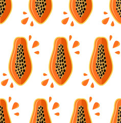 Endless tropical pattern with flat orange papaia