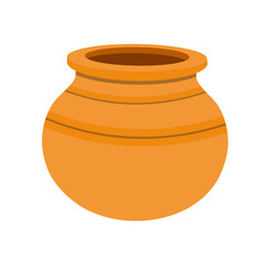 Clay pot isolated on white background. Clay pot. Icon. Vector illustration. EPS 10.
