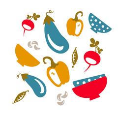 Food pattern flat illustration on white
