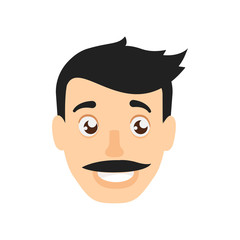 Man face. Icon. Head. White background. Vector illustration. EPS 10.