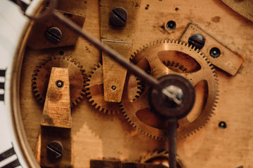 Detail of watch machinery on the table.