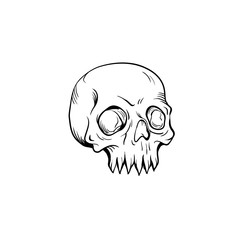 Skull ink tattoo sketch vector isolated
