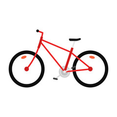 Obraz premium Bicycle. Mountain bike. City bike. Red. Icon. White background. Vector illustration. EPS 10.