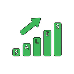 Vector icon concept of sales bar graph up.
