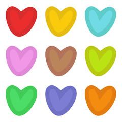 Set of multicolored heart icon vector isolated on white background. Vector illustration. EPS 10.