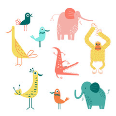 Animal print flat illustration on white