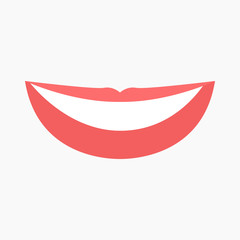 Smiling mouth with white teeth. Vector illustration. EPS 10.