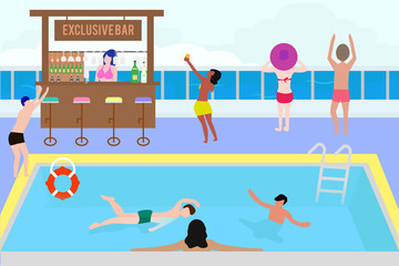 summer pool party with friend