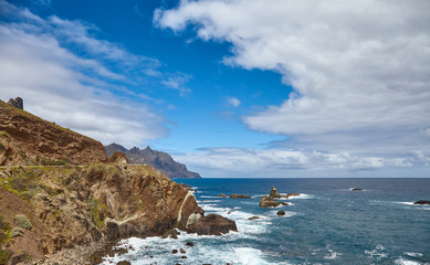 Atlantic Ocean coast of Tenerife near Taganana village, Macizo de Anaga mountain range, Spain.