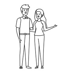 business couple avatars characters vector illustration