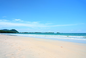 Fototapeta na wymiar phuket thailand with tropical andaman seascape wave crashing on sandy shore Beautiful Summer holiday Natural