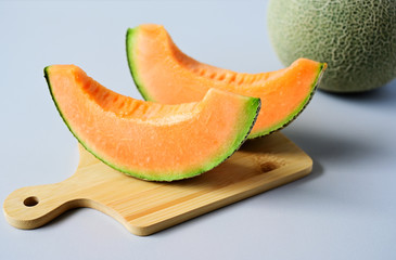 melons sliced Fresh on table