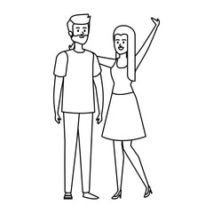 young couple lovers avatars characters