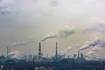 Aerial view of thermal power plant 