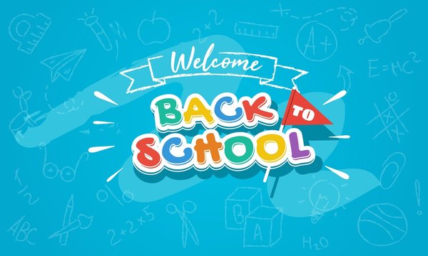 Welcome back to school colorful banner template for web