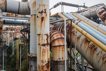 Industrial buildings in an abandoned factory