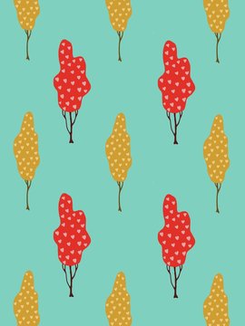 autumn trees with hearts background