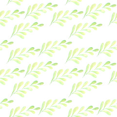 Fototapeta na wymiar illustration of watercolor pattern green leaves
