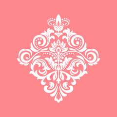 Damask graphic ornament. Floral design element. Pink vector pattern