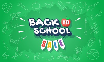 Back to school sale horizontal banner template for web and printing
