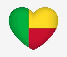 Obraz premium Heart Shaped National Flag of Benin. I Love My Country. Vector Illustration