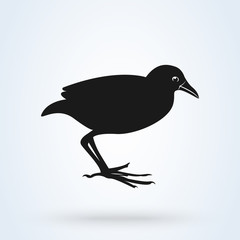 Black Crake, South Africa. flat style. Vector illustration icon isolated on white background.
