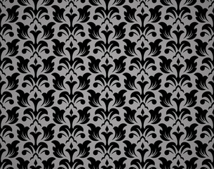 Flower pattern. Seamless black and gray ornament. Graphic vector background. Ornament for fabric, wallpaper, packaging