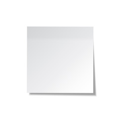 Realistic sticky note. White paper. Message on notepaper. Reminder. Eps10 vector.