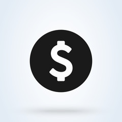 Coin dollar. Flat style. Vector illustration icon isolated on white background.