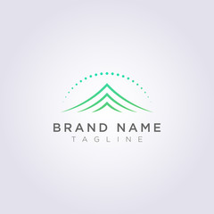 logo template three lines of representation of the mountain and the circles above for your business and brand