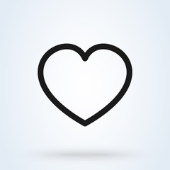 Modern heart line flat style. Vector illustration icon isolated on white background.