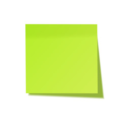 Realistic sticky note with shadow. Green paper. Message on notepaper. Reminder. Vector illustration.