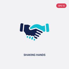two color shaking hands vector icon from business concept. isolated blue shaking hands vector sign symbol can be use for web, mobile and logo. eps 10