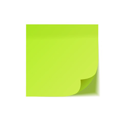 Realistic sticky note with shadow. Green paper. Message on notepaper. Reminder. Vector illustration.
