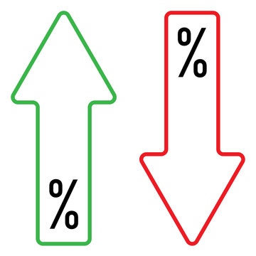 icon of percent growing and falling color
