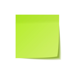 Realistic sticky note with shadow. Green paper. Message on notepaper. Reminder. Vector illustration.