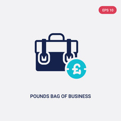 two color pounds bag of business vector icon from business concept. isolated blue pounds bag of business vector sign symbol can be use for web, mobile and logo. eps 10