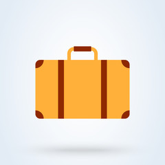 Suitcase flat style. Vector illustration icon isolated on white background.