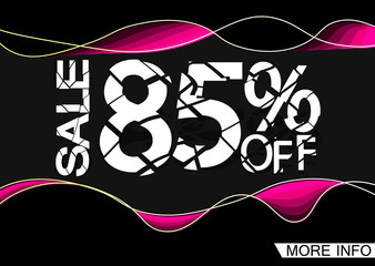 Sale 85% off, poster design template, vector illustration
