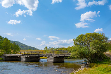 Fototapeta premium Bridge on the river Ursul in the village of Sisiman