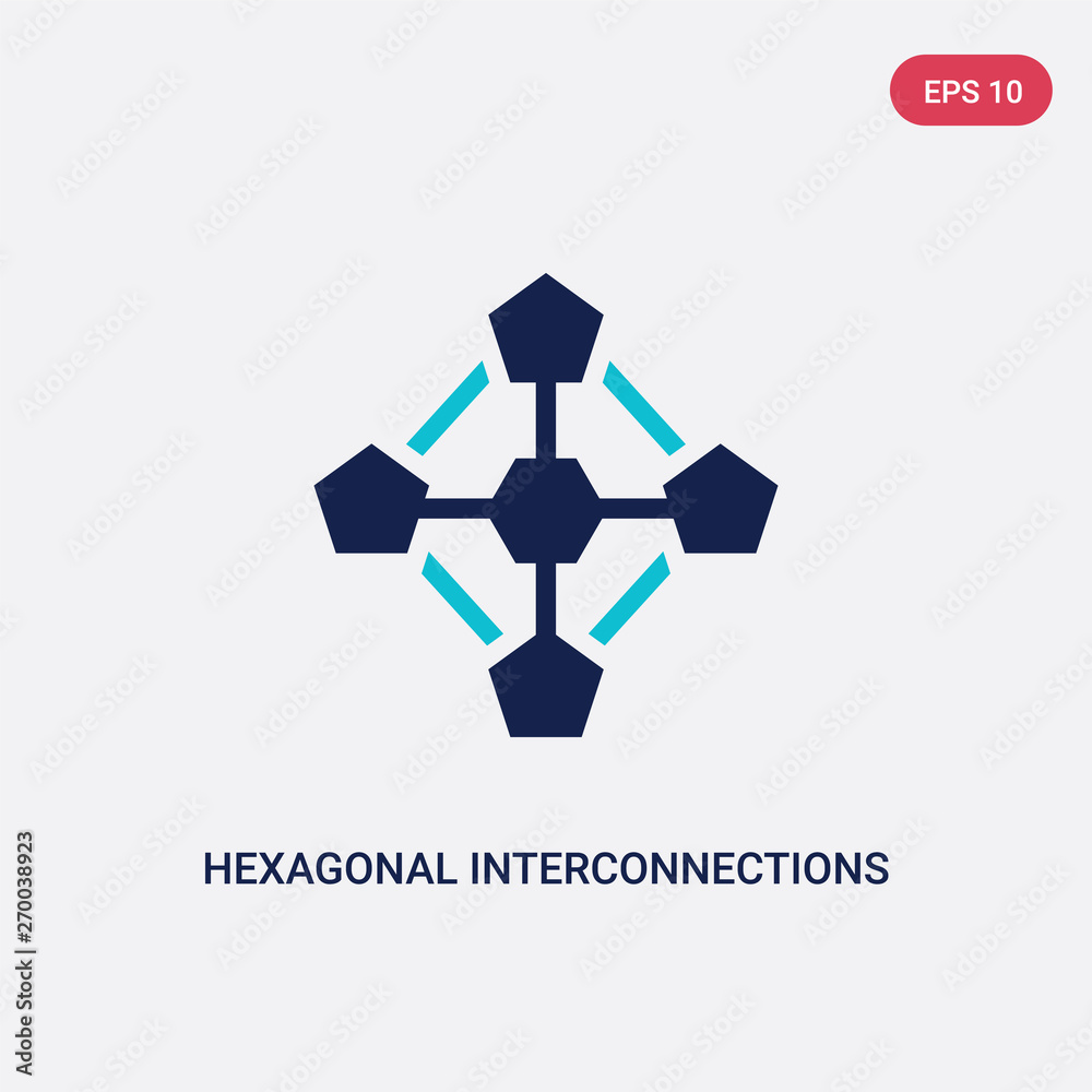 Poster two color hexagonal interconnections vector icon from business and analytics concept. isolated blue 